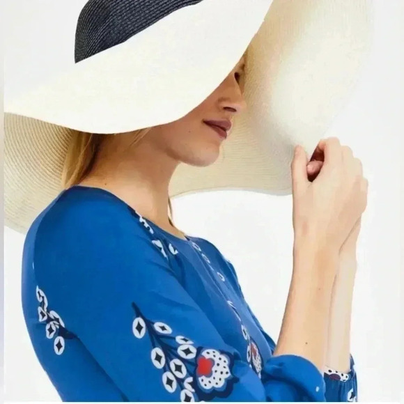 Boden Abstract Floral Print Jersey Knit Dress blue red US 4L - Picture 2 of 11